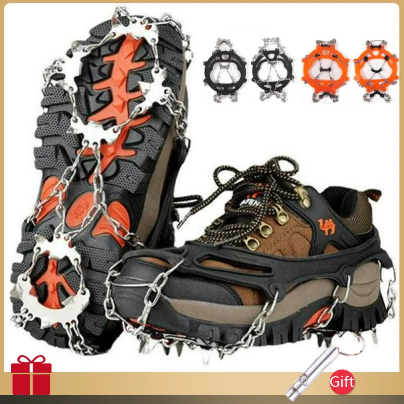 Crampon de 10 dientes para montañismo, cubierta de zapato antideslizante para nieve, agarre de hielo, garra de esquí, equipo de protección para escalada en roca