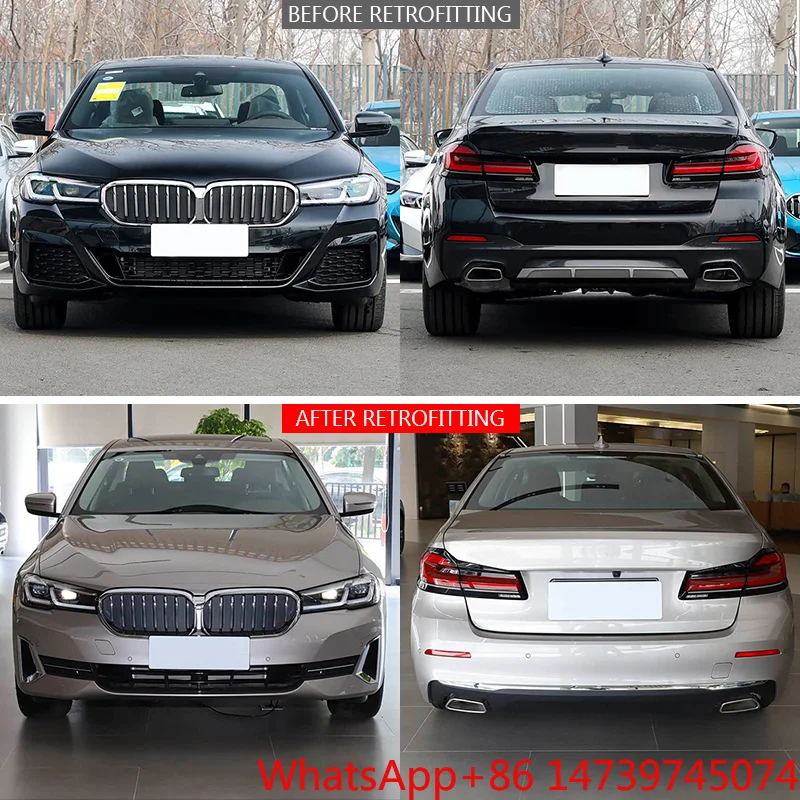2021-2023 5 Series G30 Sports Style Body Kit Bolt-On Front Rear Bumper With Fog Light Upgrade PartsCar Parts Body Kit