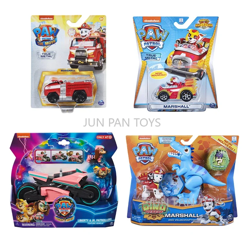 Paw Patrol Dino Rescue The Mighty Movie True Metal Marshall Velociraptor Liberty JR. Patroller Feature Vehicle Diecast Car Toys