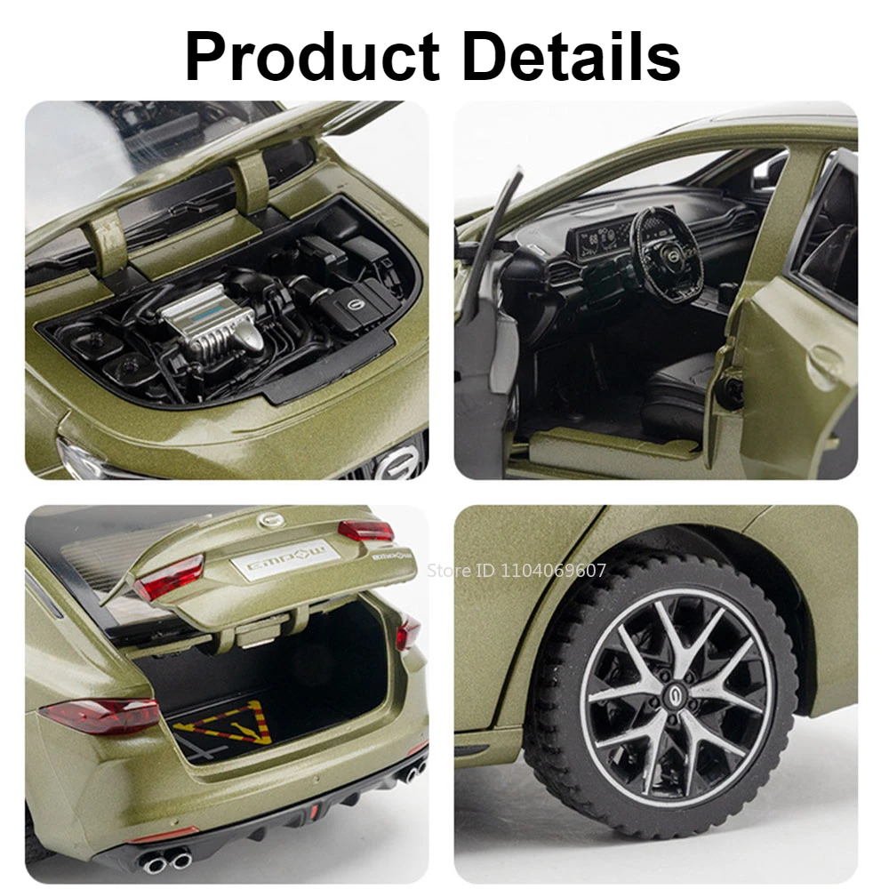 1:24 Trumpchi EMPOW55 Model samochodu Zabawka Diecast Metal Absorpcja Drzwi Otwarte Pojazd Dźwięk Światło Pociągnij Prezenty dla Dzieci