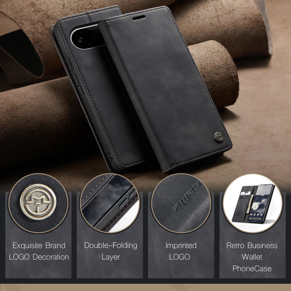 Funda de cuero con soporte, ranura para tarjetas y tapa magnética para Google Pixel 11 Pro XL 10 9 8 Pro XL 10A 9A 2