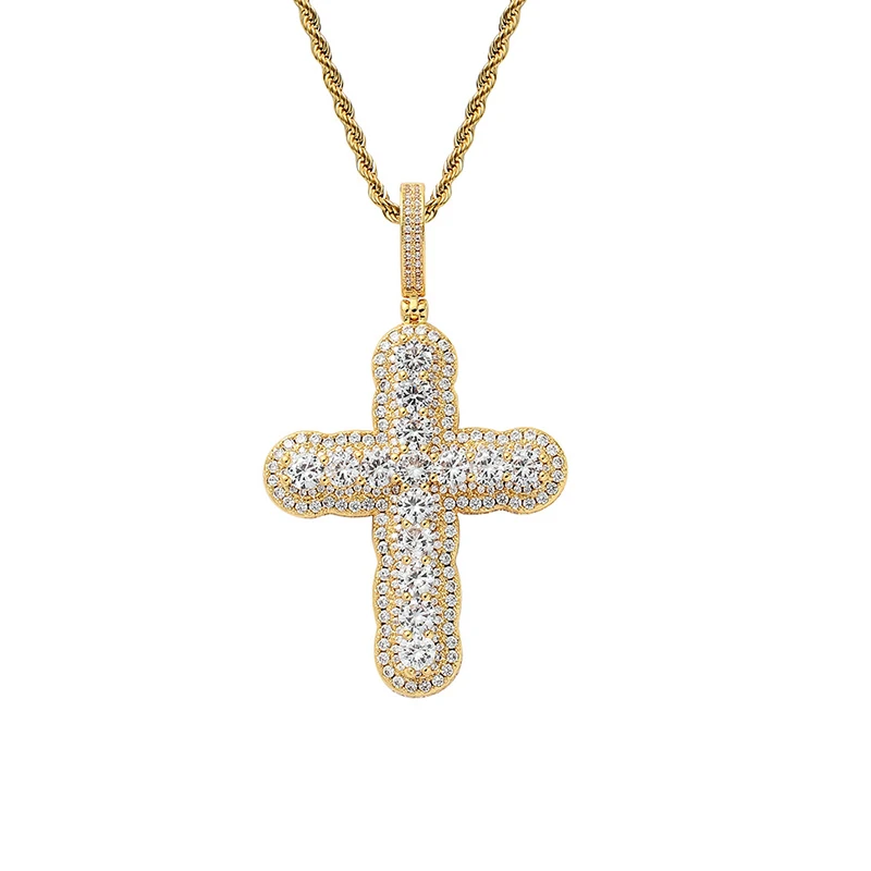 

Hip Hop Full AAA+ CZ Stone Paved Bling Iced Out Cross Pendants Necklaces for Men Rapper Jewelry Drop Shipping