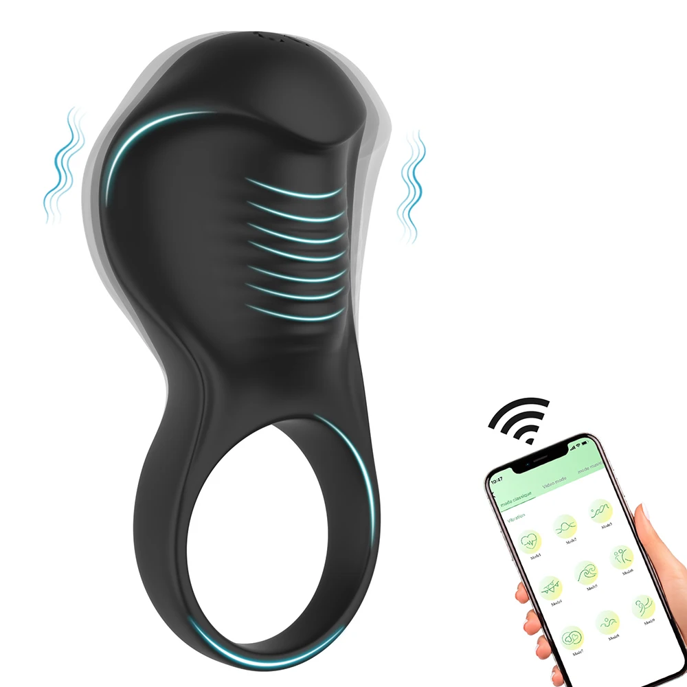 Remote Control Vibrating Cock Ring Ejaculation Delay Penis Ring with Tongue Licking Clit Stimulator Adult Sex Toy for Couples view 2