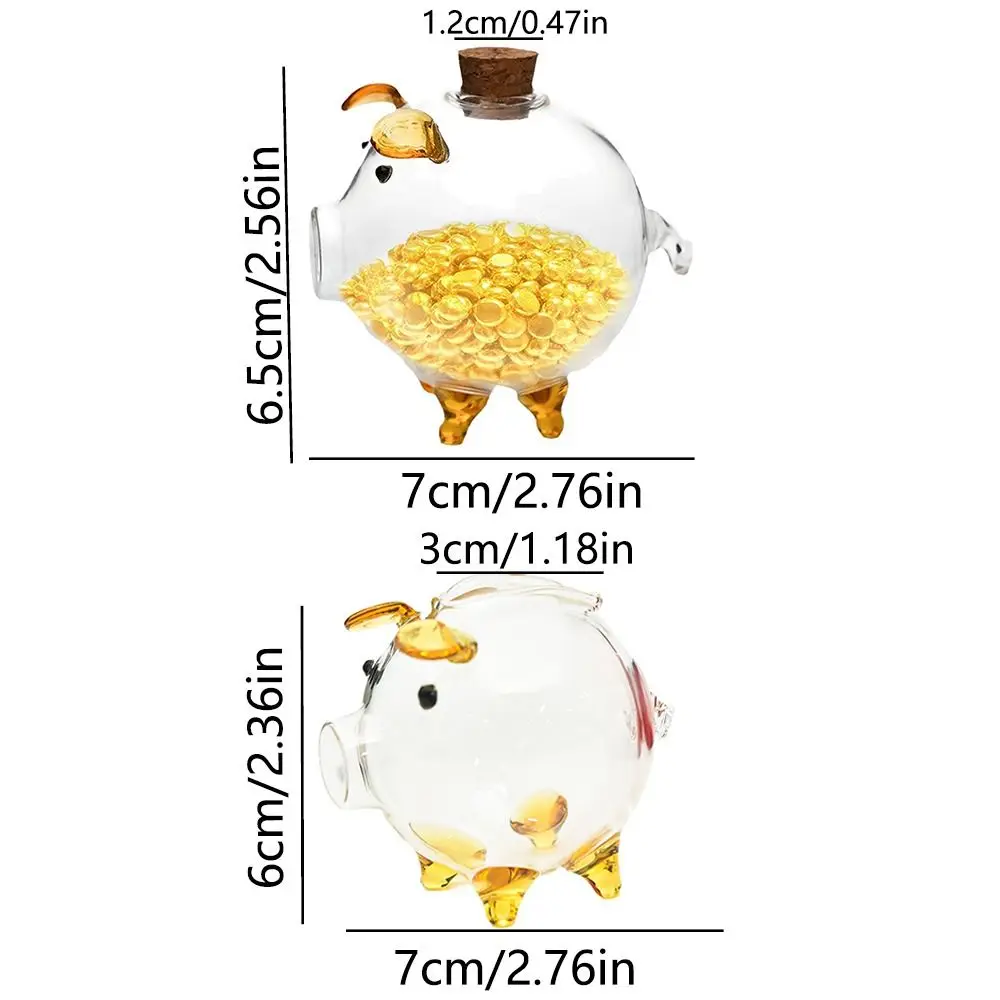 Transparent Cartoon Piggy Money Bank Multi-purpose Lightweight Glass Money Jar Visible Durable Golden Beans Container Desktop