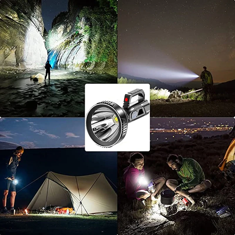 Powerful LED Flashlight Portable Searchlight Camping Flashlight Rechargeable Spotlight Outdoor Waterproof Handheld LED Torch