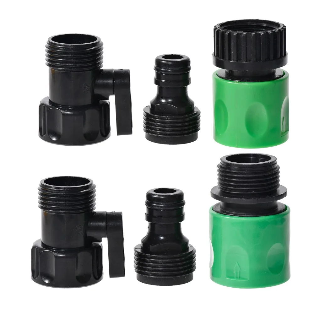 

3/4" Garden Hose Quick Connectors GHT Thread Durable Plastic Male Female Fittings Green Black for Car Wash Cleaning Irrigation
