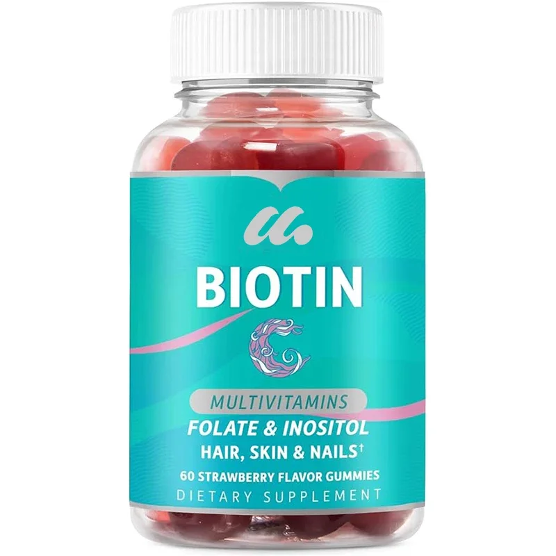 

Biotin gummies contain a variety of vitamins, folate, and inositol - supporting hair growth, healthy skin, and nails