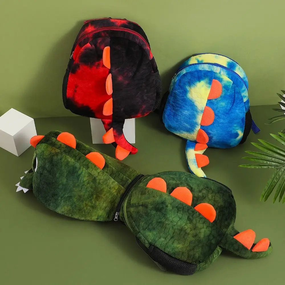 Sombrero desmontable, mochila de dinosaurio de dibujos animados, bolso de hombro bonito de dinosaurio con sombrero con capucha, bolso creativo de felpa para guardería al aire libre