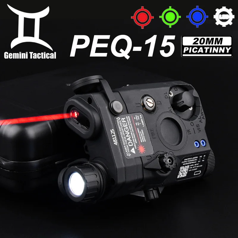 

AN PEQ-15 Indicator WADSN Red Green Blue Laser Strobe White LED Scout Light PEQ15 Hunting Flashlight NO IR Sight Fit 20MM Rail