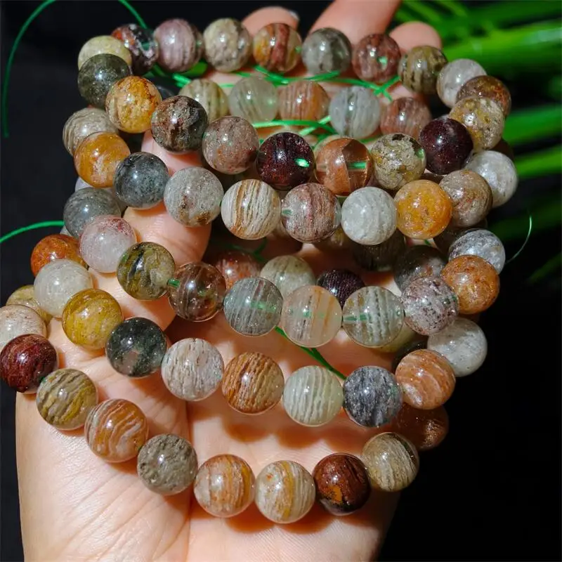 Natural Colored Garden Quartz Bracelet Women Beautiful Colorful Crystal Energy Healing Fashion Gemstone Jewelry 1PCS 9/10/12MM