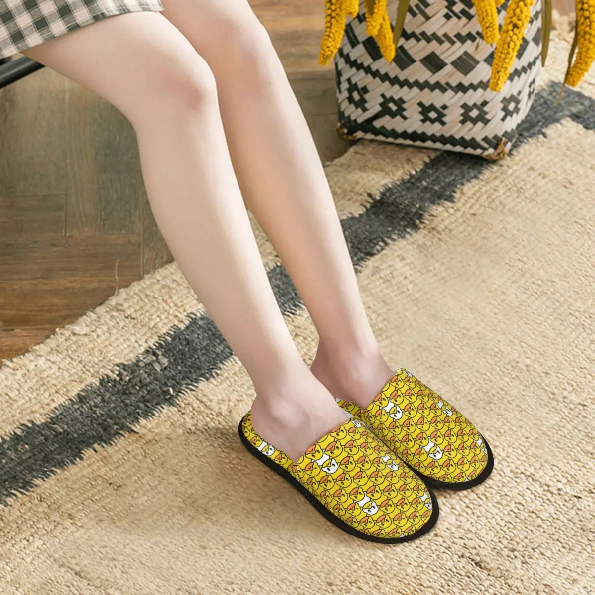 Custom Print Women Classic Cartoon Rubber Duck House Slippers Soft Warm Memory Foam Fluffy Slipper Indoor Outdoor Shoes image 5