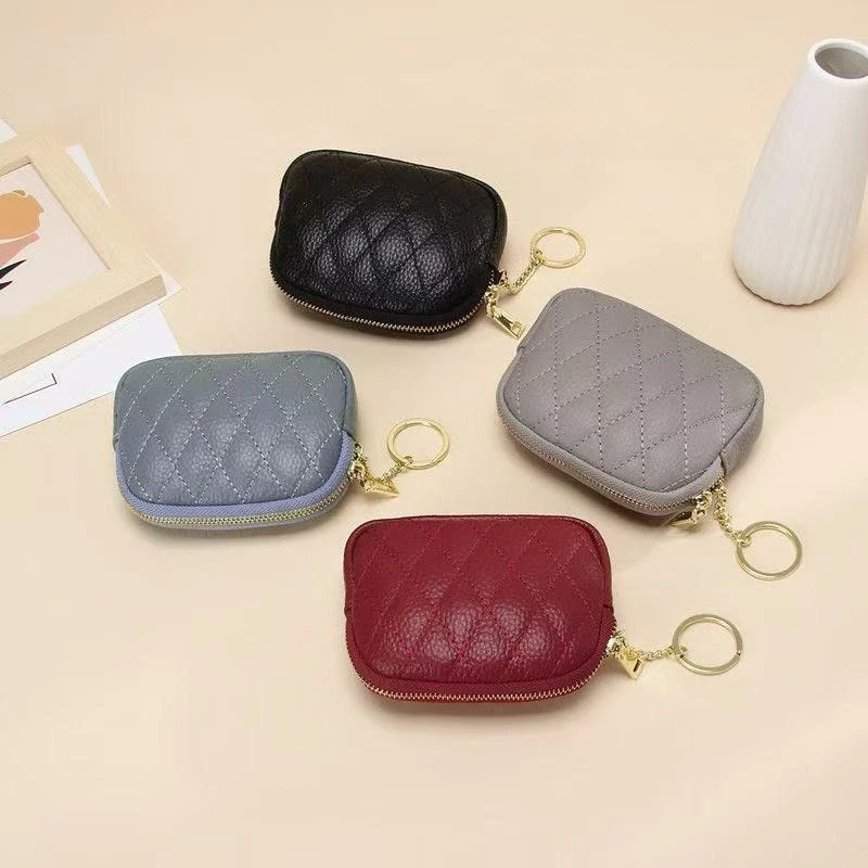 

Pu Leather Coin Purse Women Men Large Capacity Wallet Bag Money Key Earbuds Travel Keyring Wallet Versatile Double-Zip Bag