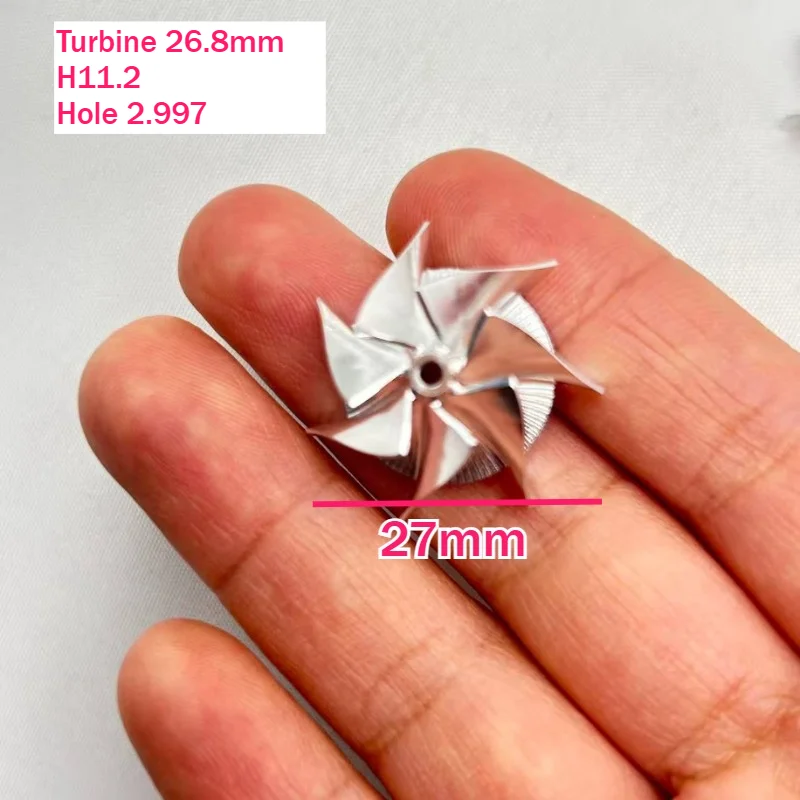 

Лопасть турбинного вентилятора 26,8 мм, алюминиевая лопасть вентилятора двигателя, высота 11,2 мм, отверстие 2,997 мм, запасные части для высокоскоростных воздуходувок