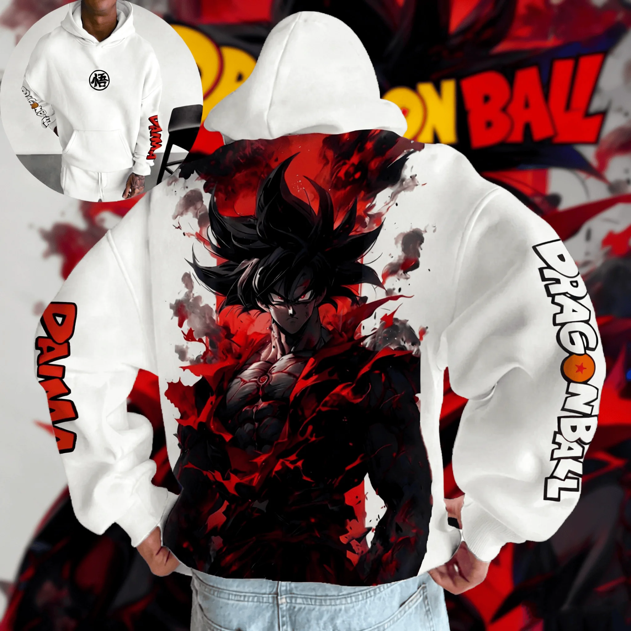 Anime Dragon Ball Anime Sun Wukong Pattern 2025 Autumn/Winter New Hot Selling Men's Women's Casual Loose Hip Hop Cotton Hoodie