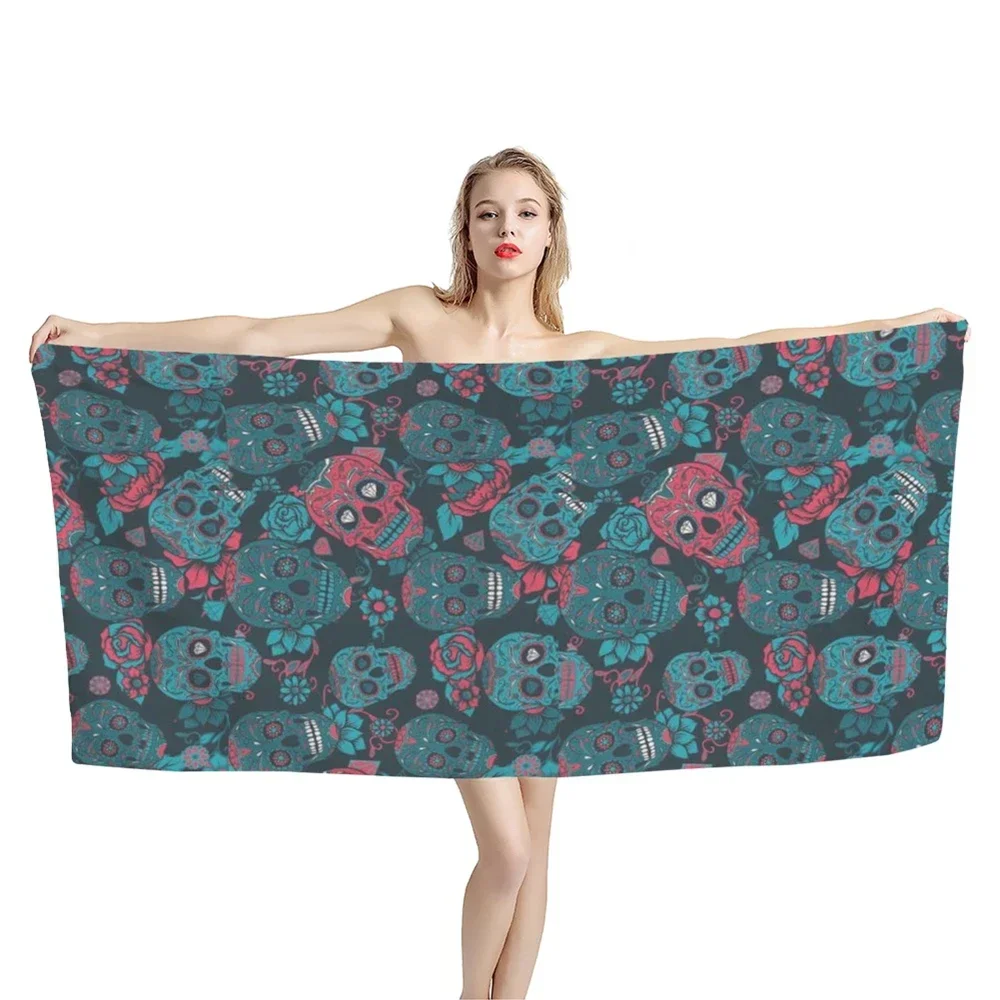 Sugar Skull Microfiber Quick Dry Beach Towel Pattern 3D Print Oversized Beach Blanket Sand Free Surf Towel Lightweight Women Men - view 6