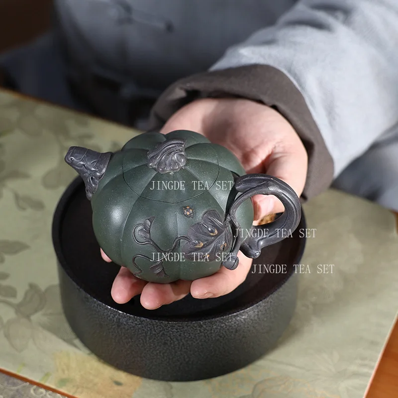 240ml Green Pumpkin Purple Clay Teapot Chinese Style Tea Pot Household Yixing Teapot Kungfu Tea Set Mesh Filter Teapot