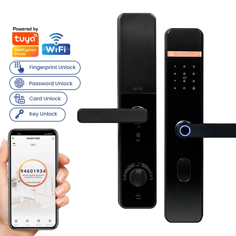

July003 Kadonio Outdoor Biometric Safe Digital 6068 Mortise Aluminium Door Fingerprint Smart Lock for Wooden Door
