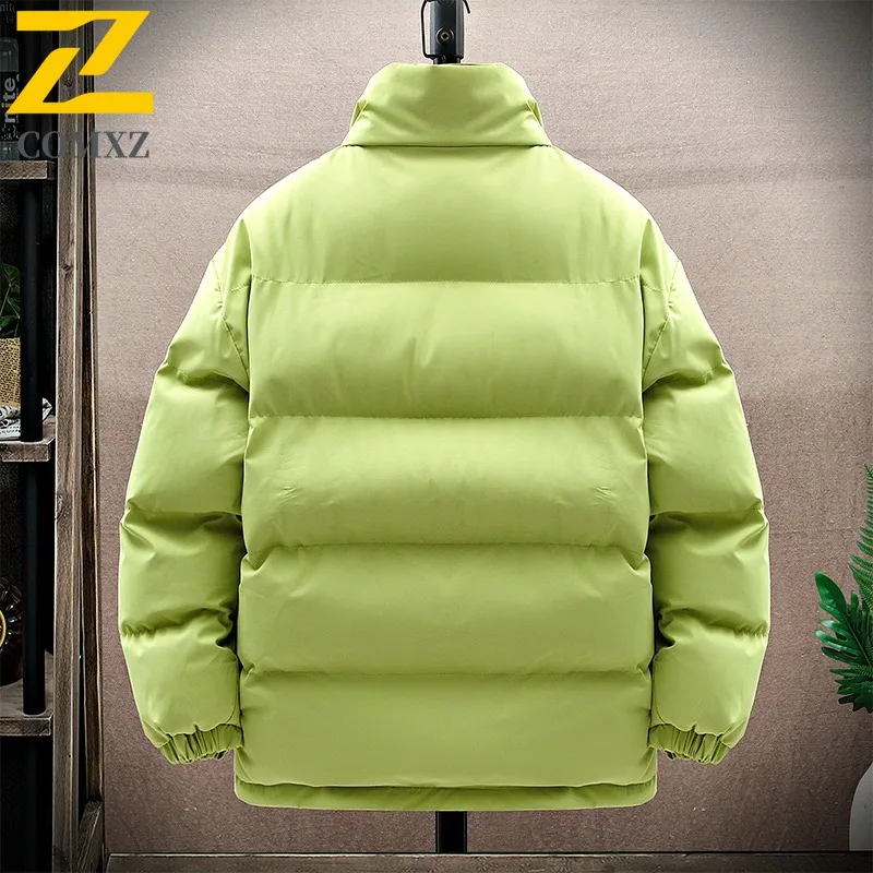 COMXZ 2025 メンズ トレンド オーバーサイズ 無地 コットン ジャケット 冬 若者 学生 カジュアル ゆったり 暖かい 軽量 コート