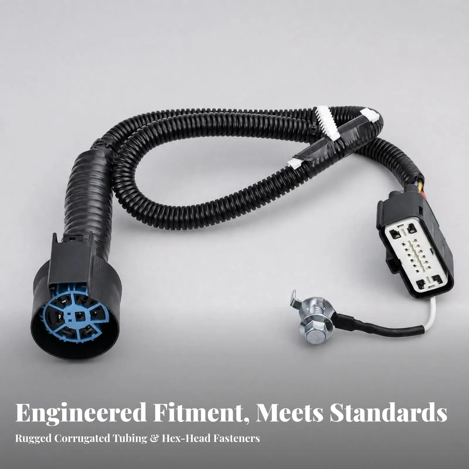 Automotive Trailer Wiring Harness with Molded Connector Housing and Grounding Bolt for Towing Equipment Compatible with Ford