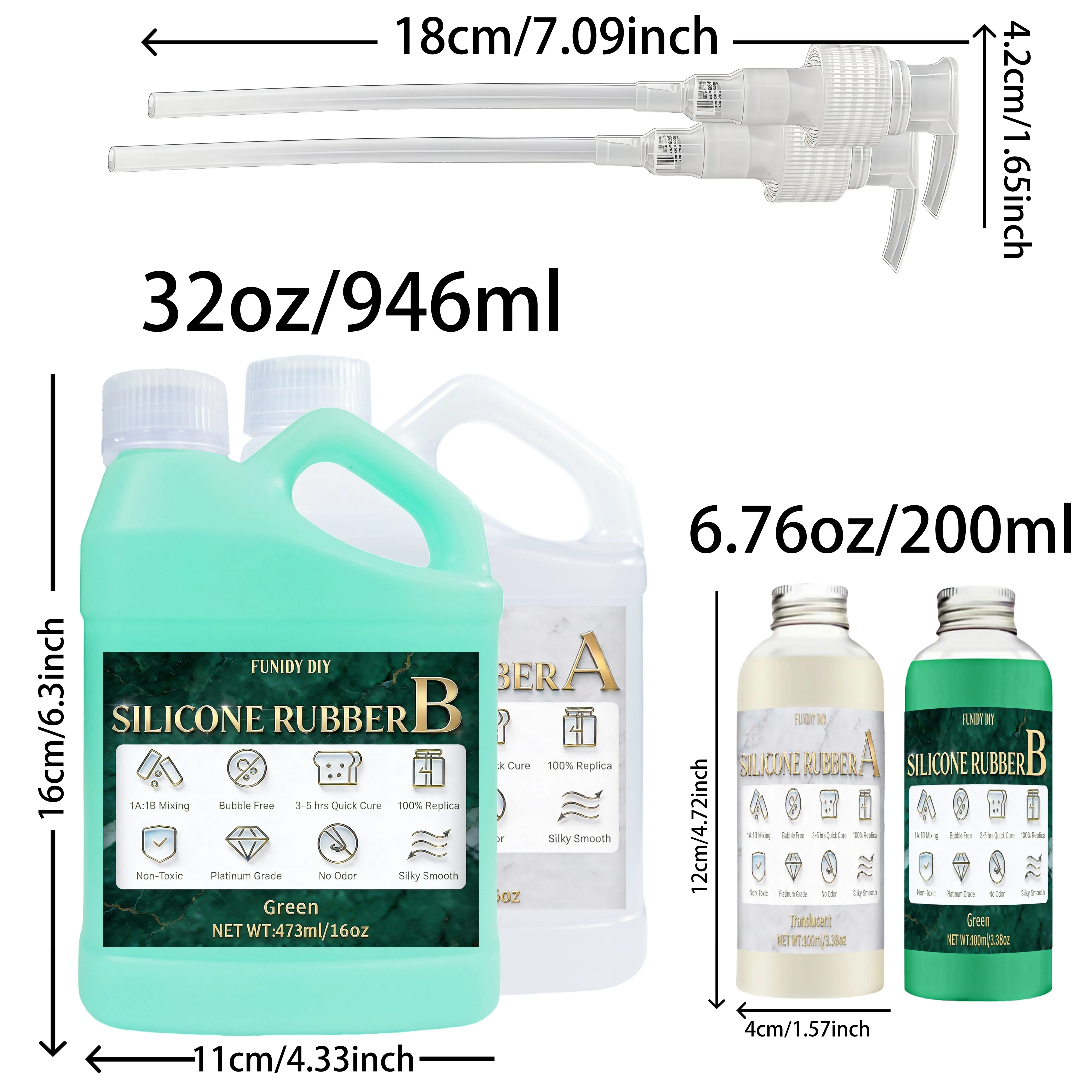 Silicone Mold Making Kit, 10A Super Flexible & Bubble Free Translucent Silicone, 4H Fast Cure 1:1 for Mold Maker view 2