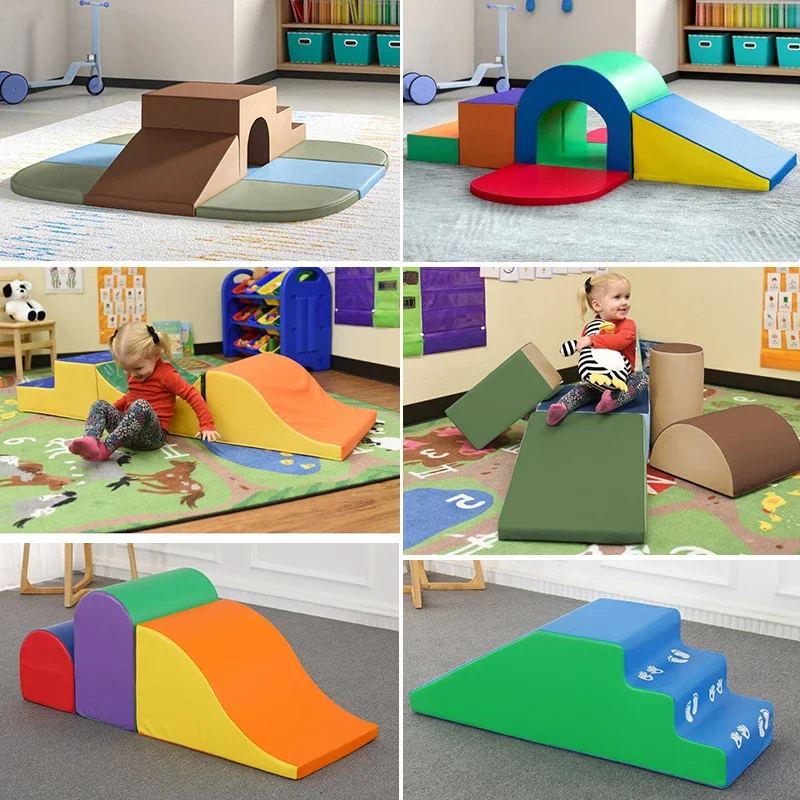 European standard early education hall soft climbing and sliding sports combination children's soft bag sensory training