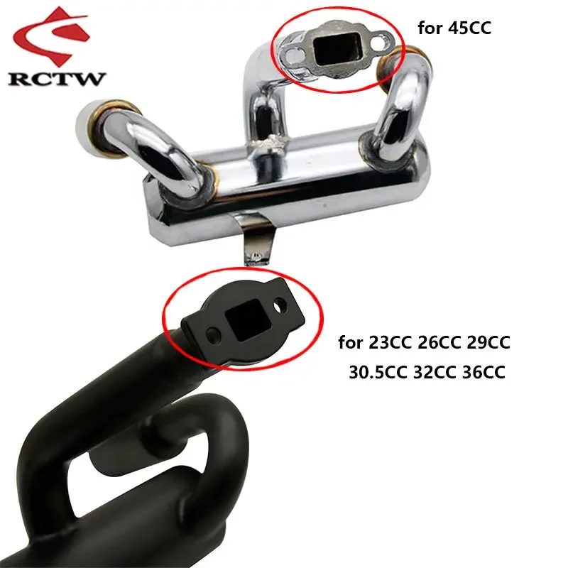 23CC ~ 45CC Engines 2 Hole Exhaust Pipe Silencer Pipe for 1/5 Rc Car Hpi Rofun Baha Km Rovan Baja 5b Truck Upgrade Parts