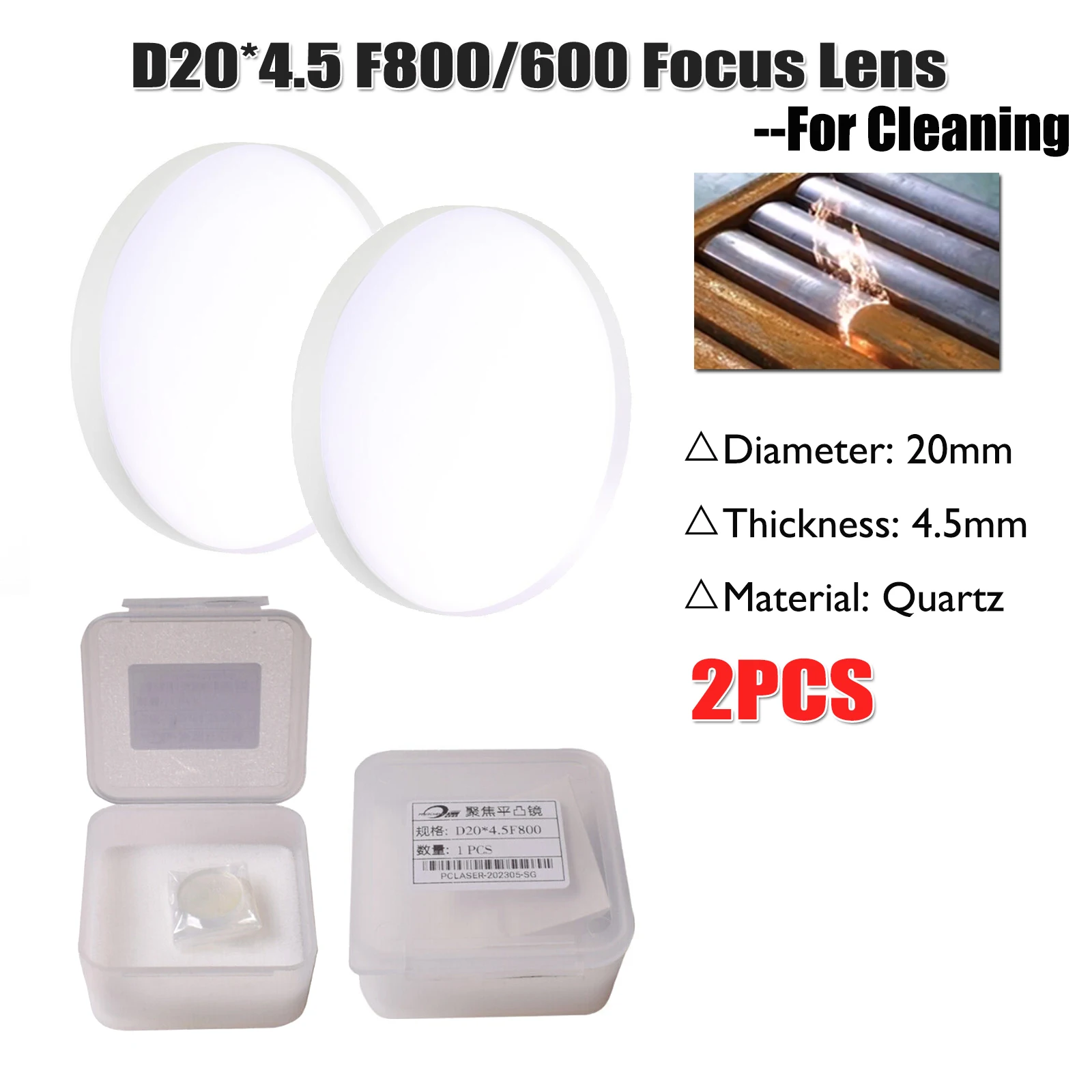 

Fiber Laser Focusing Lens D20*4.5 F600 F800 for Hand-held Cleaning Rust Removing Machine SUP 23T HW980 Head 2PCS