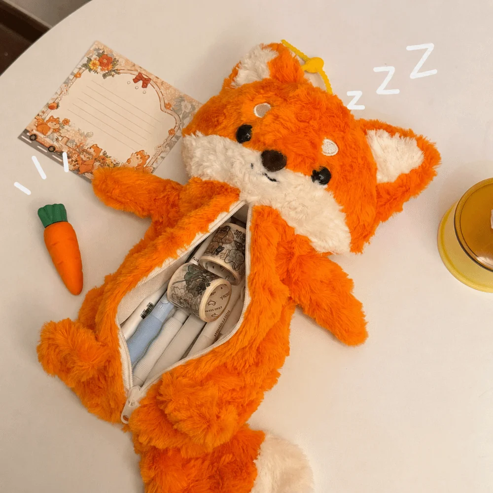 High Quality Pen Bag Fox Doll Large Capacity Pencil Case Stationery Bag School Office