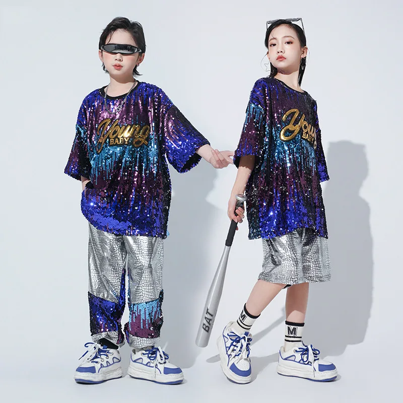 Girls Jazz Dance Performance Dress Girls Hip-hop Suit Children Modern Dancing Stage Outfit Ballroom Street Dance Stage for Kids