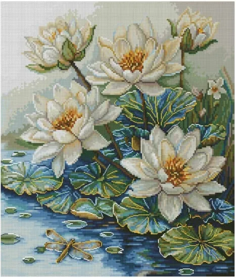

Озеро с водными лилиями, пруд лотоса, цветок 16CT 14CT, наборы для вышивки крестом без печати, искусство вышивки, сделай сам, рукоделие ручной работы, домашний декор