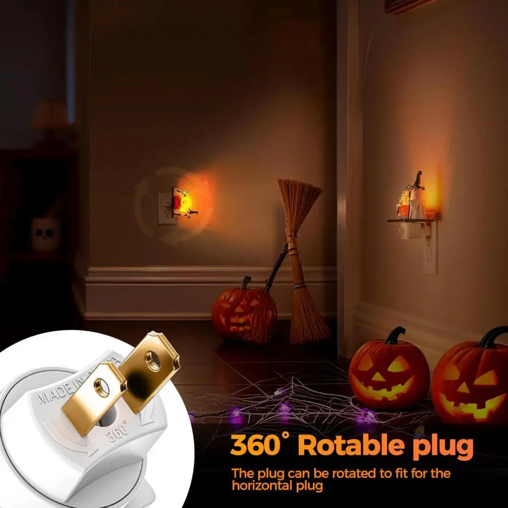 Halloween Gift for Kids 3d Visual Flames Night Light Spooky Halloween Ghost Night Lights for Kids Flickering Campfire Wall