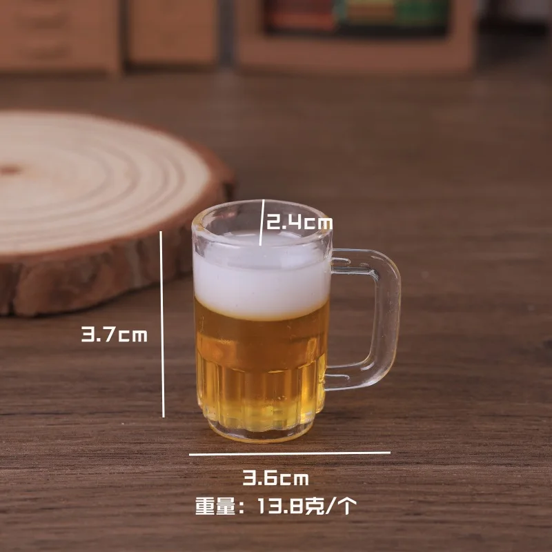 Mini Beer Mug Model Fake Drink Cup Charm DIY Craft Accessories Desktop Decor Ornament Resin Supplies Miniature Decoration
