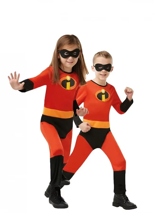 Kids The Incredibles Cosplay Costume Anime The Incredibles Red Jumpsuit Bodysuit Mask Full Set Halloween Costumes for Men Women