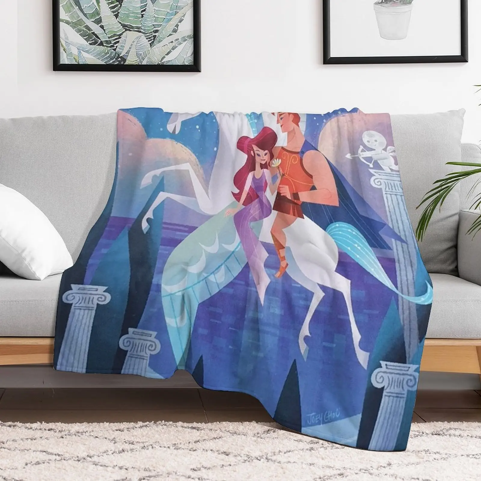 Hercules, Meg & Pegasus Throw Blanket Sofa Shaggy Blankets