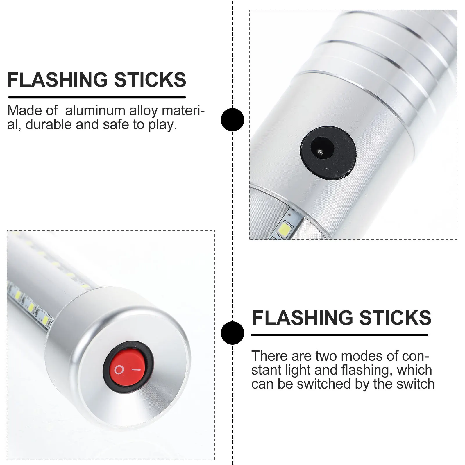 

Светодиодная светящаяся палочка, мигающая палочка для вечеринки, ночного бара, КТВ, концерта, портативная зарядка, белый свет, алюминиевый сплав, поставка для вечеринок