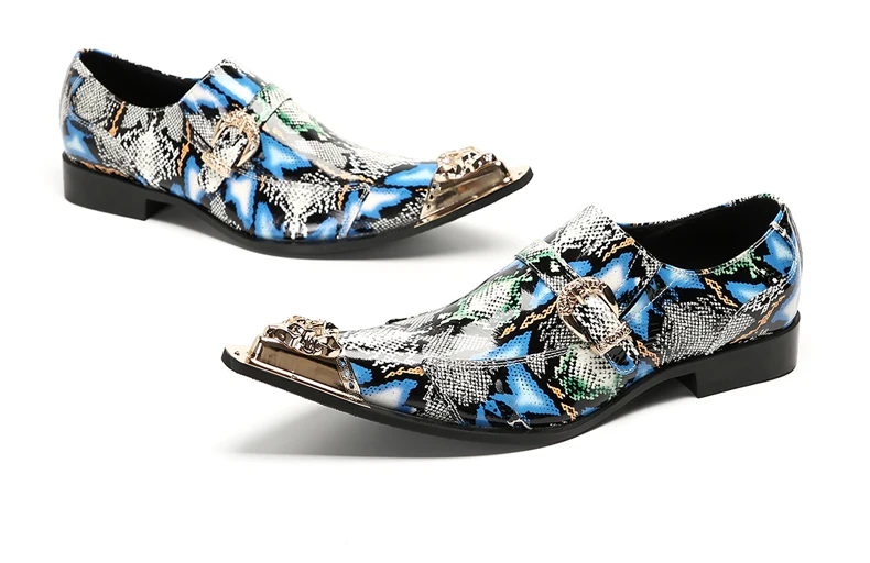 Herrenschuhe aus echtem Pythonleder, formelle Anzugschuhe mit Metallketten-Dekor, luxuriöse Modeschuhe für Frühling und Herbst, Business-Bankett-W – Detail 21