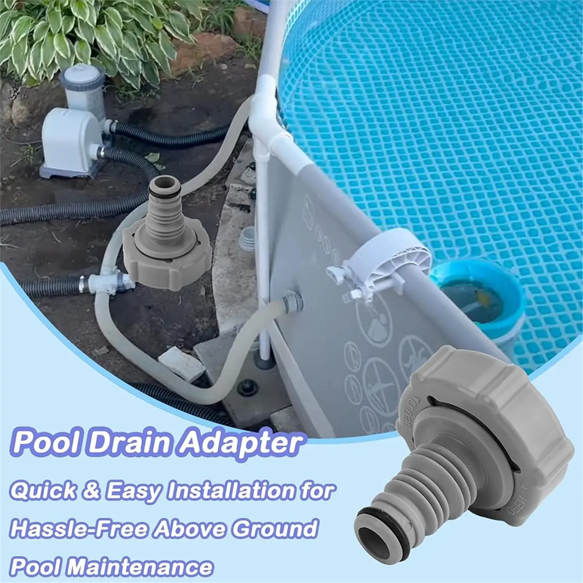 A474FHOT]P6H1419 Above Ground Pool 1.25 Inch Hose Drain Connector Adapter Replacement 2-Pack