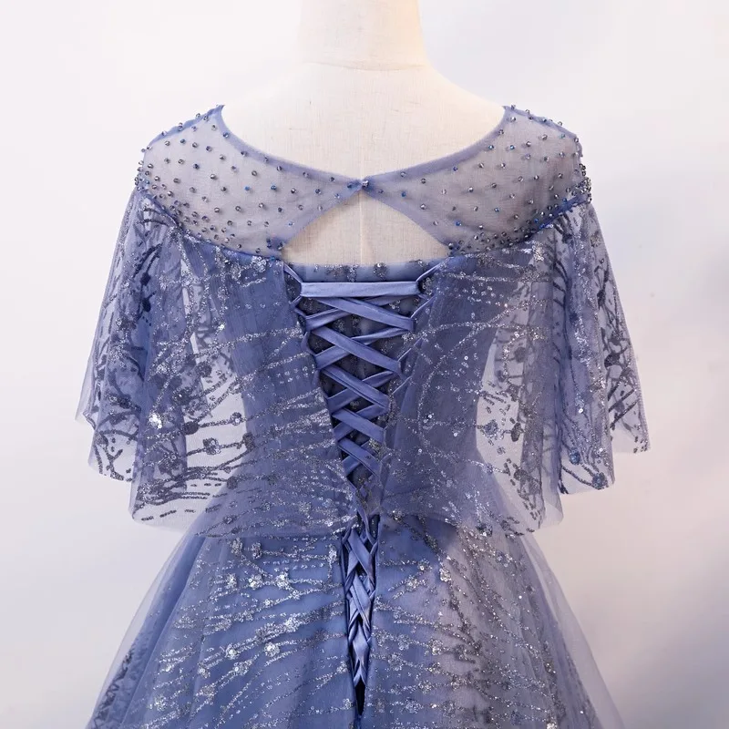 A8185 Bellissimo abito blu per ragazze Donne Abiti Dolce memoria Lunghezza pavimento Abiti da sera Elegante abito lungo da ballo di fine anno