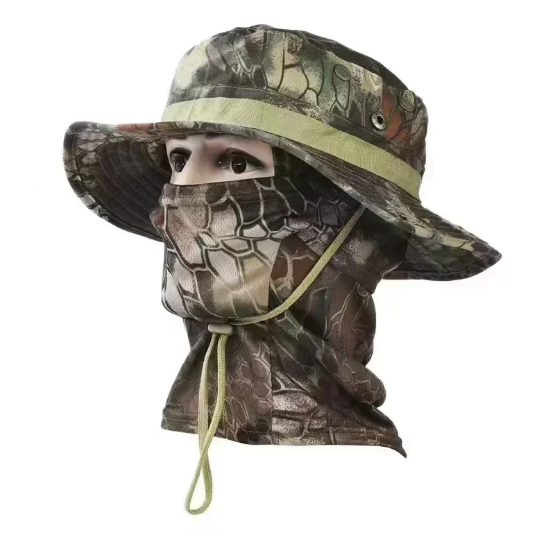 Bivakmuts Viskap Full Face Mask Set Heren Zomer Snapback Zonnehoed Outdoor Jacht Camouflage Bivakmuts Fishier Man Hoed