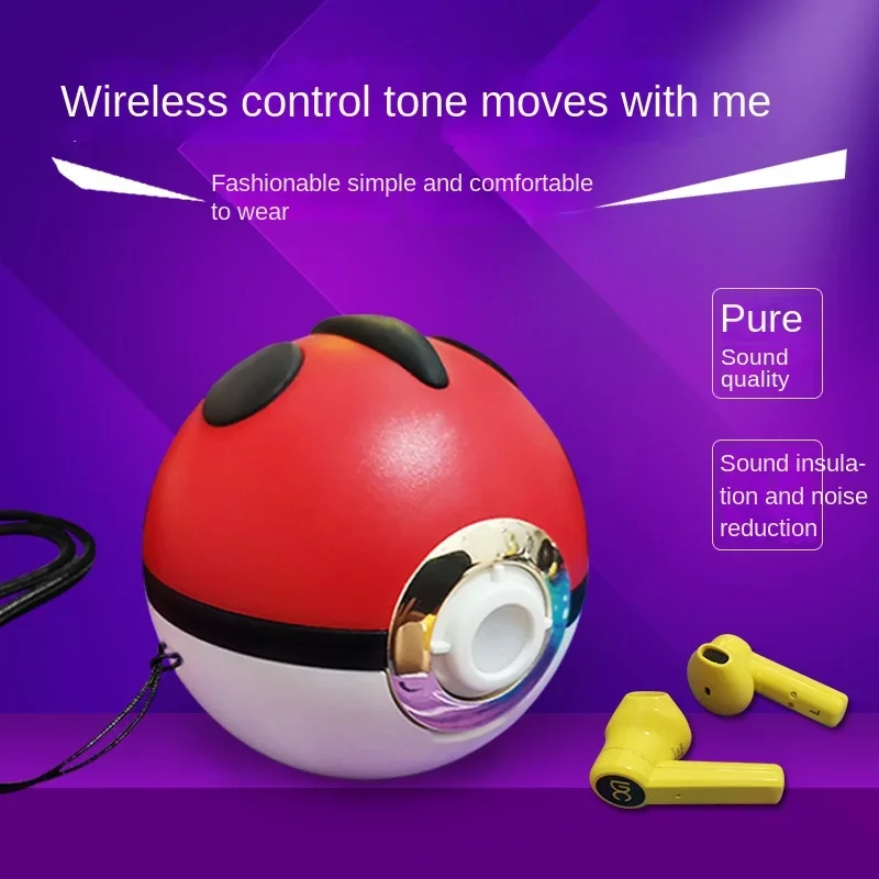 Pikachu Pokeball  Wireless Bluetooth Headset TWS Bluetooth 5.0 Earphones Sport Earbuds Smart Touch Music Headset for Smartphones