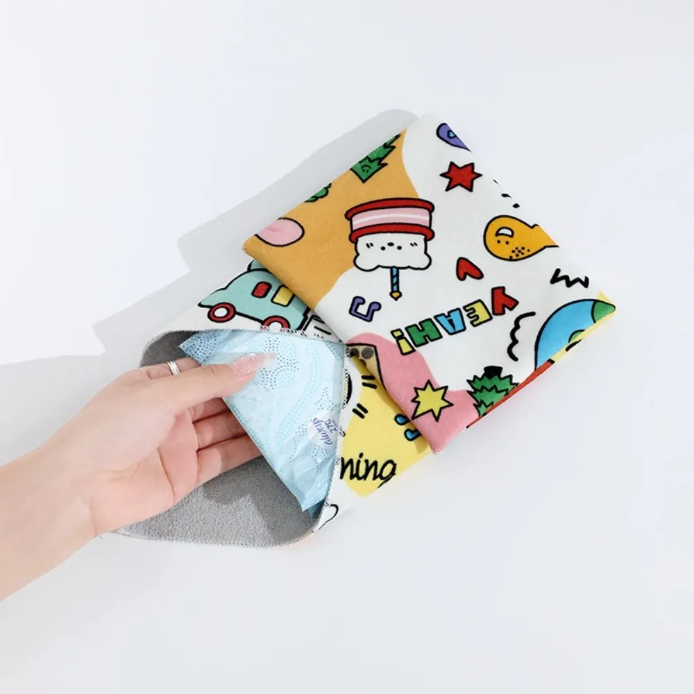 New Self-adhesive Hundred Sticker Cloth Square Protection Bag Silent Camera Lens Organizer Cute Laptop Bag for Cosmetics