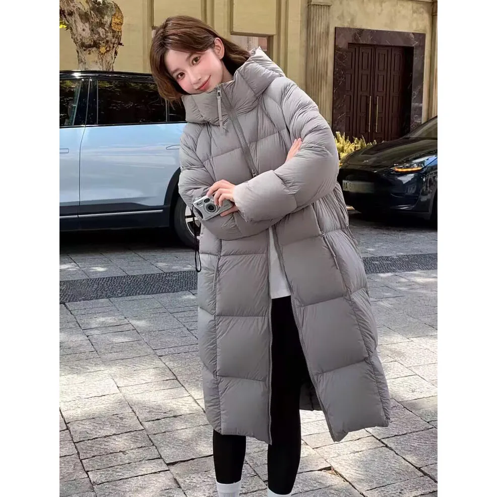

Женские длинные парки, корейская утепленная свободная теплая зимняя куртка, повседневное пуховое хлопковое пальто с капюшоном, новинка 2025 года, женская куртка-пуховик, пальто