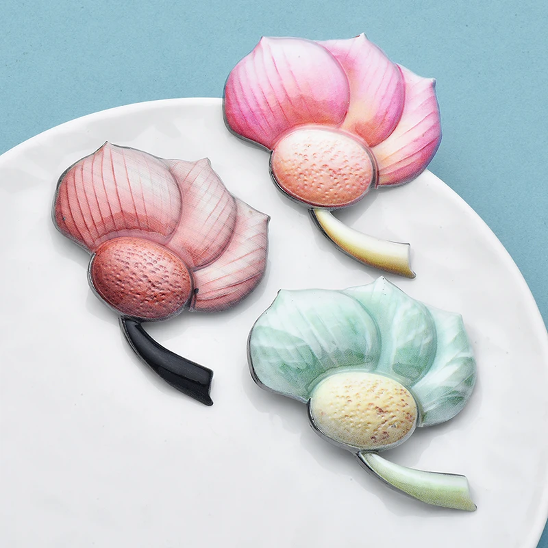 Wuli&baby Beautiful Lotus Flower Brooches 3-color Plants Brooch For Women's Clothes Backpack Pins Badge Gifts gallery 4