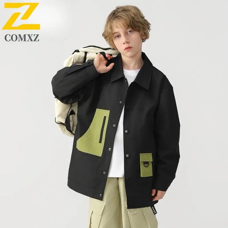 

COMXZ Мужская байкерская куртка с отложным воротником Модный свободный дышащий плащ для рыбалки и прогулок для кемпинга Стильное дорожное пальто