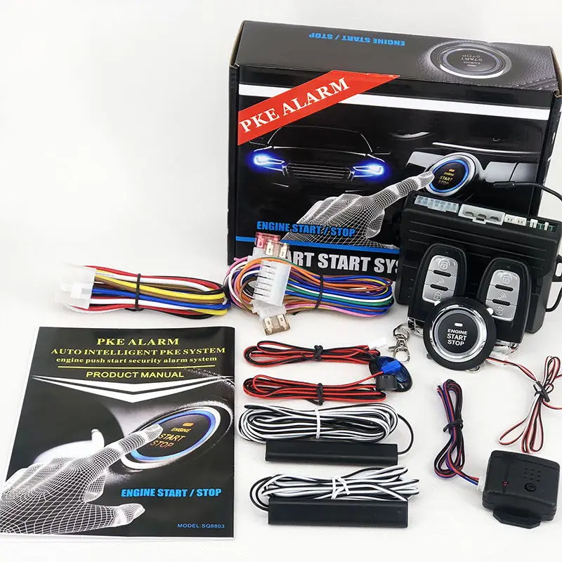 universal 12V car Burglar Alarm Anti-theft system Car PKE Engine Start /Stop Button Keyless Entry  with 2pcs remote controls
