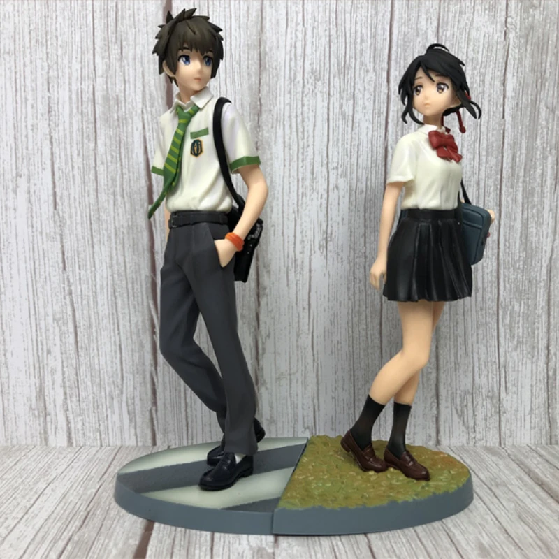 Your Name Miyamizu Mitsuha Tachibana Taki Couple Action Anime Figure Toys 22cm Collection Ornament Model Gift Doll Indoor Car