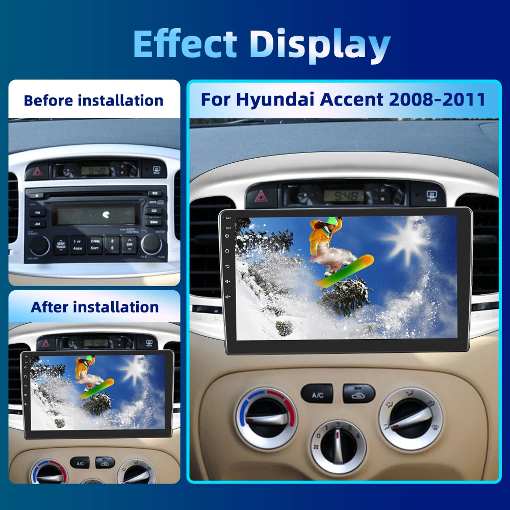 Podofo Android 2din Car Radio For Hyundai Accent 2008-2011 Car Multimedia Player Navigation GPS WIFI Carplay DSP 2din Head Unit