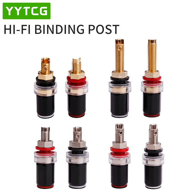 YYTCG 4pcs Black &Red Free Welding Copper Speaker Amplifier Terminal for 4mm Banana Plug