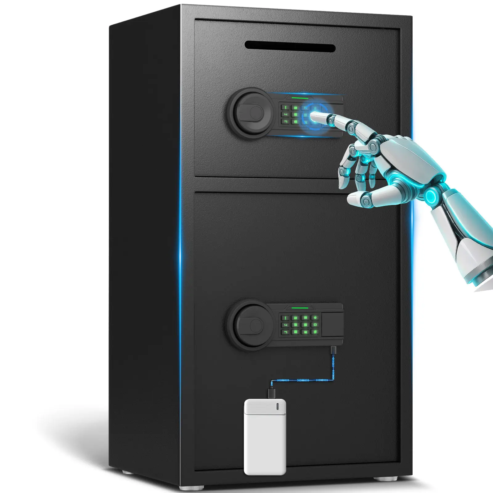 Caja fuerte de seguridad para exteriores de 6,3 pies cúbicos con cajón y ganchos para joyería, función de alarma y silencio doble, estantes ajustables para el hogar y la Oficina