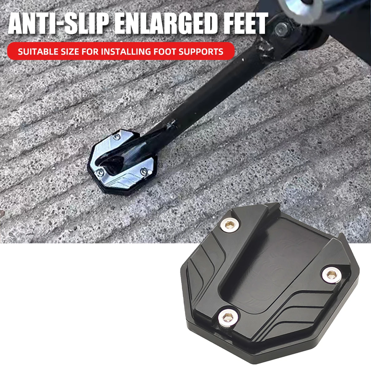 Universal Motorcycle Side Stand Cover Aluminum Alloy Motorcycle Stand Pad Bicycle Foot Extension Anti-skid Kickstand Accessories